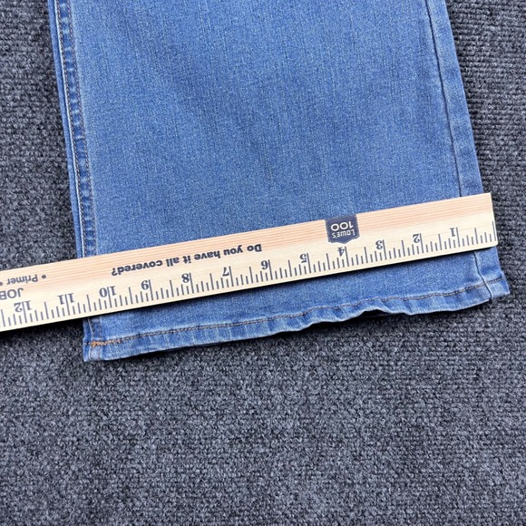 True Craft Womens High Rise Flare Jeans XL Blue Distressed Pull On Elastic Waist - Picture 10 of 11